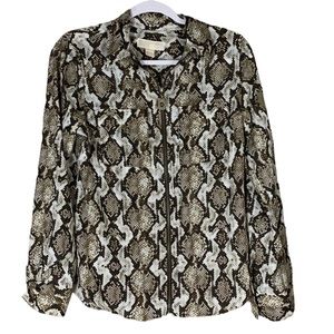 Michael Kors snake print zipper long sleeve top blouse Size Medium NWT